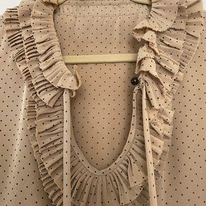 Kate Spade Ruffle & Polka Dot Silk Sleeveless Blouse